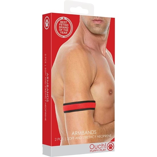 Shots Ouch Puppy Play – Neoprene Armbands – Rojo