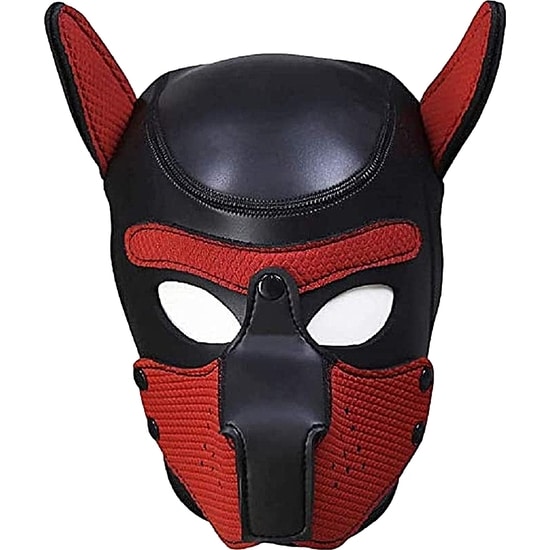 Shots Ouch Puppy Play – Neoprene Puppy Hood – Rojo BDSM - Máscaras The Sex Toys Factory