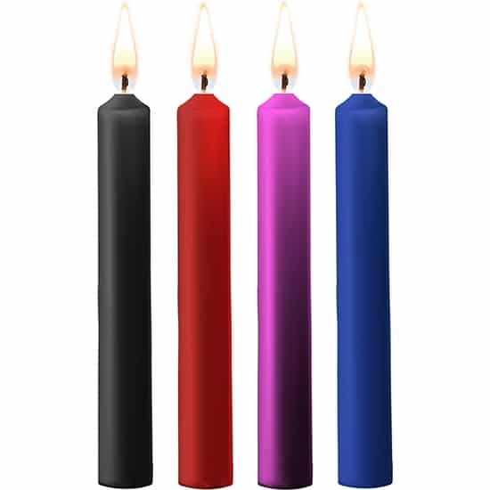 Shots Teasing Wax Candles – Parafina – 4-pack – Colores Mezclados Velas Estimulantes y de Masaje The Sex Toys Factory
