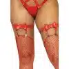 Leg Avenue - Liguero De Cuero Vegano - Rojo Talla U - The Sex Toys Factory