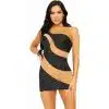 Leg Avenue Minivestido Asimétrico De Spandex - Negro/nude Talla L - The Sex Toys Factory