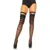 Leg Avenue Medias Con Diseño De Rayas Y Liga - Negro Talla U - The Sex Toys Factory