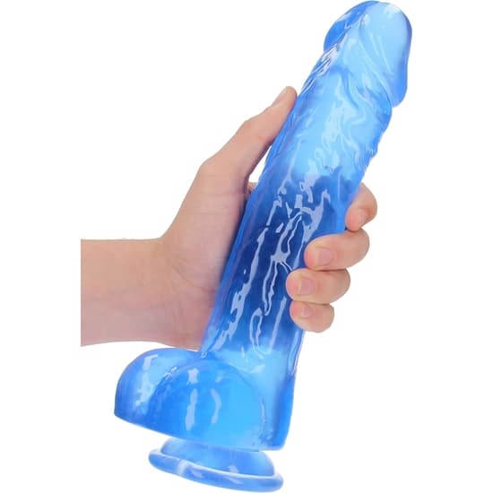 Shots Realrock – Pene Realístico Efecto Gelatina Con Testículos – 10 – Azul Penes Gelatina The Sex Toys Factory