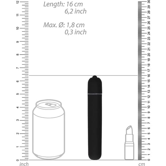 Shots Bullet Vibrador – Extra Long – Negro Balas Vibradoras The Sex Toys Factory