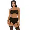 Forplay Lustful Leopard Cami Conjunto Sexy Mujer Sujetador, Bragas Con Liguero Estampado - Negro 2pcs Talla M - The Sex Toys Factory