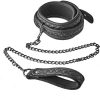 Dream Toys Blaze Collar Leash Diamond Black - The Sex Toys Factory