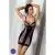 Babydoll Erótico De Raso Negro Con Encaje Negro Talla 2xl/3xl - The Sex Toys Factory