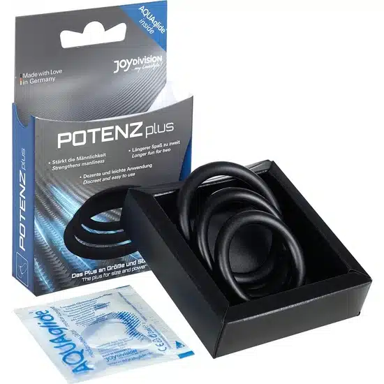 Potenzplus Kit De 3 Anillos Para El Pene (s, M, L) - Negro - The Sex Toys Factory